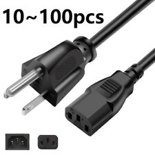 Lot of 10-100 AC Power Cord Cable 3 Prong Plug 3.7' Standard PC Computer Monitor picture