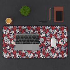 Gothic Desk Mat - Large Skull Roses Mousepad for Goth Office Decor picture
