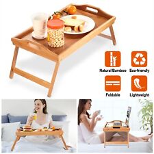 Bamboo Bed Tray Table Breakfast Serving Tray with Foldable Legs for Sofa Bed Eat picture