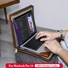 Retro Genuine Leather Laptop Sleeve Case Bag For Apple Macbook Pro 14