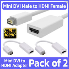 2 Pack Mini DVI Male to HDMI Female Adapter Video Cable Converter Mac TV Monitor picture