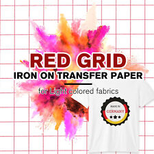 500 PK Bulk Iron-on Heat Transfer Paper Light Red Grid for Inkjet Laser Cutter picture