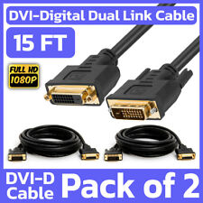 2 Pack DVI Extension Cable 15 Feet DVI-D Dual Link Male to Female Cable Extender picture