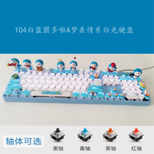 Anime Doraemon DIY White Light Wired Hot Swap Mechanical Keyboard 87/104 keys  picture
