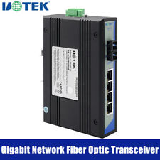 2PCS 1000M UOTEK 4 Ports Gigabit Network Fiber Optic Transceiver RJ45 Converter picture