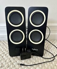 Logitech Z200 Wired Speakers S-00135 2-Piece Black Tested Working &Logitech Plug picture
