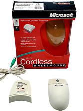 Vintage Microsoft Cordless WheelMouse & Receiver, PS/2, C57-00001 - GC TESTED picture