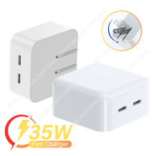 Dual USB C Port 35W Fast Wall Charger Type C Block PD For iPhone 15 iPad Samsung picture