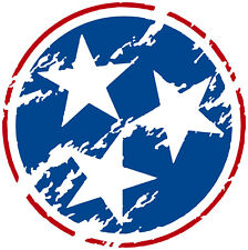 Tennessee Distressed Tri Star Blue and Red Sticker Decal (Select your Size) picture