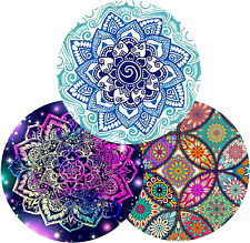 Mouse Pad, round Mandala Mouse Mat, Non-Slip Rubber Base Mousepad with Stitched picture