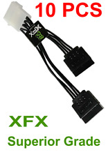 Lot of 10 Molex 4-Pin IDE to Dual SATA Power Splitter Y Cable Adapter Black XFX picture