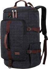 Canvas Weekender Travel Duffel Backpack Hybrid Hiking Rucksack Black picture