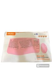MEETION Ergonomic Wireless Keyboard and Mouse, Ergo Keyboard with Vertical Pink picture