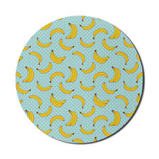 Ambesonne Yellow and Blue Round Non-Slip Rubber Modern Gaming Mousepad, 8