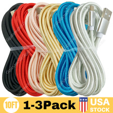10Ft Long USB Fast Charger Cable For iPhone 14 13 12 11 8 Braided Charging Cord picture