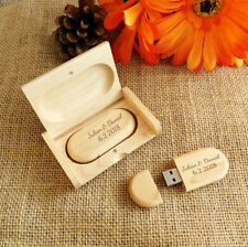 Personalized Oval Wood USB Flash Drive & Box Bundle, Wedding Gifts, Wedding USB picture