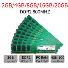Crucial 20GB 16GB 8GB 4GB 2GB DDR2 800MHz PC2-6400U intel Desktop Memory LOT WU picture