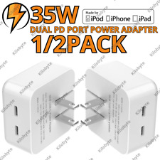 For iPhone 14 13 12 11 X 8 7 35W USB-C Dual Port Fast Charger Plug Power Adapter picture