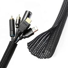 10FT Braided Cable Cord Wire Management Sleeve Sock Wrap Organizer picture