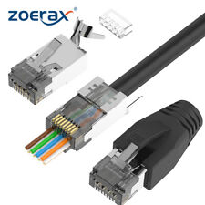 ZoeRax CAT6A CAT7 Connector RJ45 Pass Through Connectors with Strain Relief Boot picture