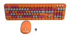 Colorful Wireless Keyboard and Mouse Combo, Retro Typewriter Style Keyboard picture
