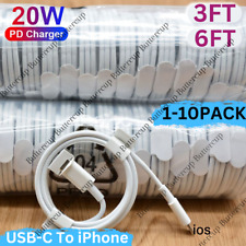 1-10Pack 20W PD Fast Charger Cord 3/6Ft USB Type C Cable For iPhone 14 13 12 Lot picture