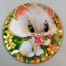 Retro Kitten Cat Big Eyes Mouse Pad Retro 1960s Vintage Style New Round picture