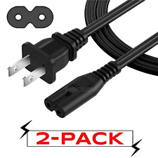 2-Pack AC Power Cord 2 Prong Cable 2-Slot Figure 8 for TV PS3 PS4 PS5 XBOX PC picture