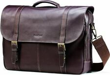 Samsonite Leather Laptop Flapover Business Case Brown picture