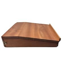 Wood Executive Lap Desk with Storage Compartments Natural Finish Leather Handle picture