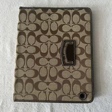 COACH HERITAGE STRIPE & C Logo TABLET IPAD CASE Cover Tan & Brown picture