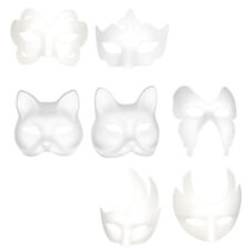  7 Pcs DIY White Pulp Mask Masks Halloween Blank Paper Mache picture