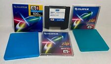 Fujifilm zip 100MB Disk  MIXES ESTATE SALE Lot of 3 DISCS AND TWO BLUE CASES- A2 picture