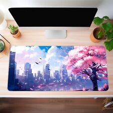 Cute Desk Mat, Japanese-inspired Mousepad, Aesthetic Anime Design, Blue. picture