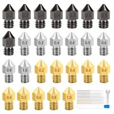 26PCS 3D Printer Extruder Nozzles Hardened Steel, Stainless Steel, Brass High Te picture