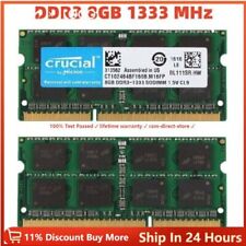 CRUCIAL DDR3 4GB 8GB 1333MHz PC3-10600 Laptop SODIMM 204-Pin Memory 10600s picture