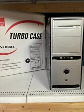 New Vintage Retro ATX Tower Computer PC Turbo Case Black & Silver & Power supply picture