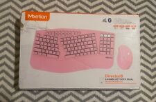 MEETION Ergonomic Wireless Keyboard and Mouse, Ergo Keyboard with Vertical Pink picture