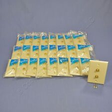 25 Leviton Ivory Duplex Dual Coaxial Video Cable Jack Wallplate Covers 40982-I picture