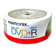 Memorex DVD+R DL,Double Layer 8X 8.5GB 240, 25 Pack Blank Discs Sealed,Free Ship picture