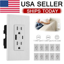 1-10X USB Outlet Type-C/A Wall Charger 15A Receptacle Plug Electrical Socket Lot picture