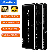 Type C USB-C HDMI KVM Switch 2X1 8K 60Hz DisplayPort DP 1.4 Switch Thunderbolt 3 picture