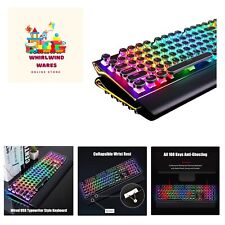 S Typewriter Keyboard, Retro Mechanical Gaming Keyboard Wired Keys with RGB B... picture