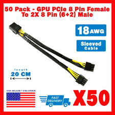 50-Pack GPU 18AWG PCIe 8 Pin Female To Dual 2X 8 Pin (6+2) Male Y-Splitter 20cm picture
