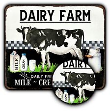 Mouse Pad Sign + Coaster - Vintage Style - Dairy Farm - 1/4