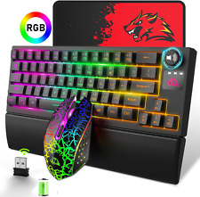 Wireless 2.4G Gaming Keyboard Mouse Set With Multimedia Knob, RGB Backlit 64-Key picture