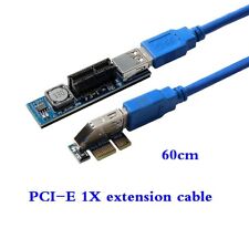 Mini Extender Cable 4pin PCI-E PCI Express Extension1X Riser Card Power USB 60cm picture