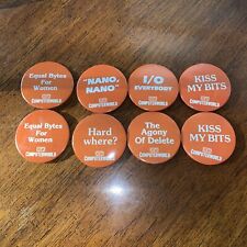 Lot of (8) Vintage Computer World IT Programer Humor Funny Pun Buttons Pin Backs picture