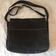 Vintage Latiico Black Leather Briefcase Laptop Case Organizer Business Tote. USA picture