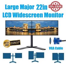Dual 22inch OEM Large Major LCD Widescreen Monitors 1920x1080p w/Dual Stand VGA picture